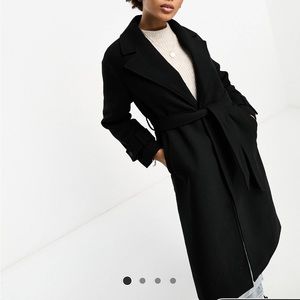 Stradivarius Tailored Belted Coat in Black